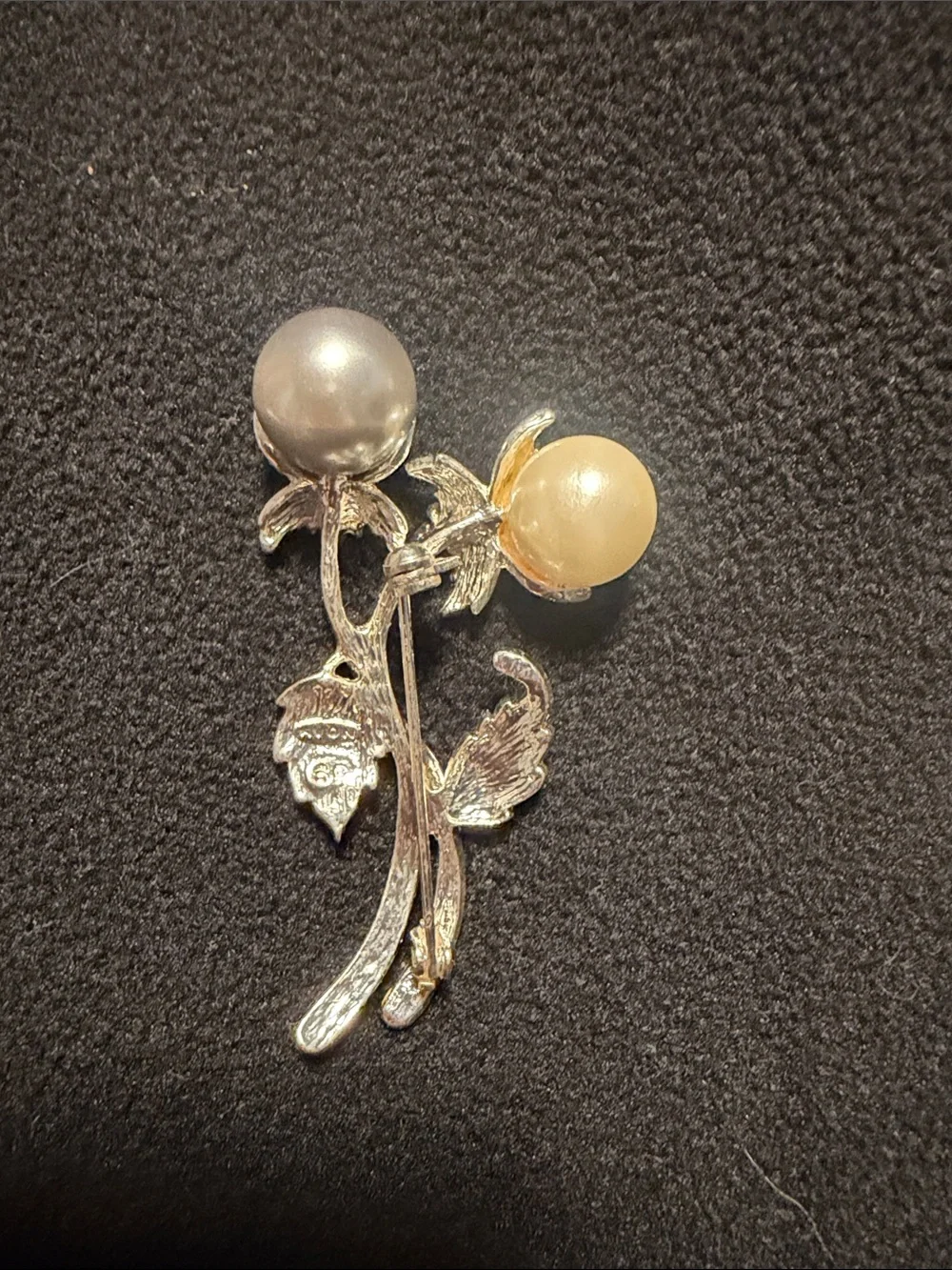 Avon Silver-Tone Pearl & Crystal Floral Brooch